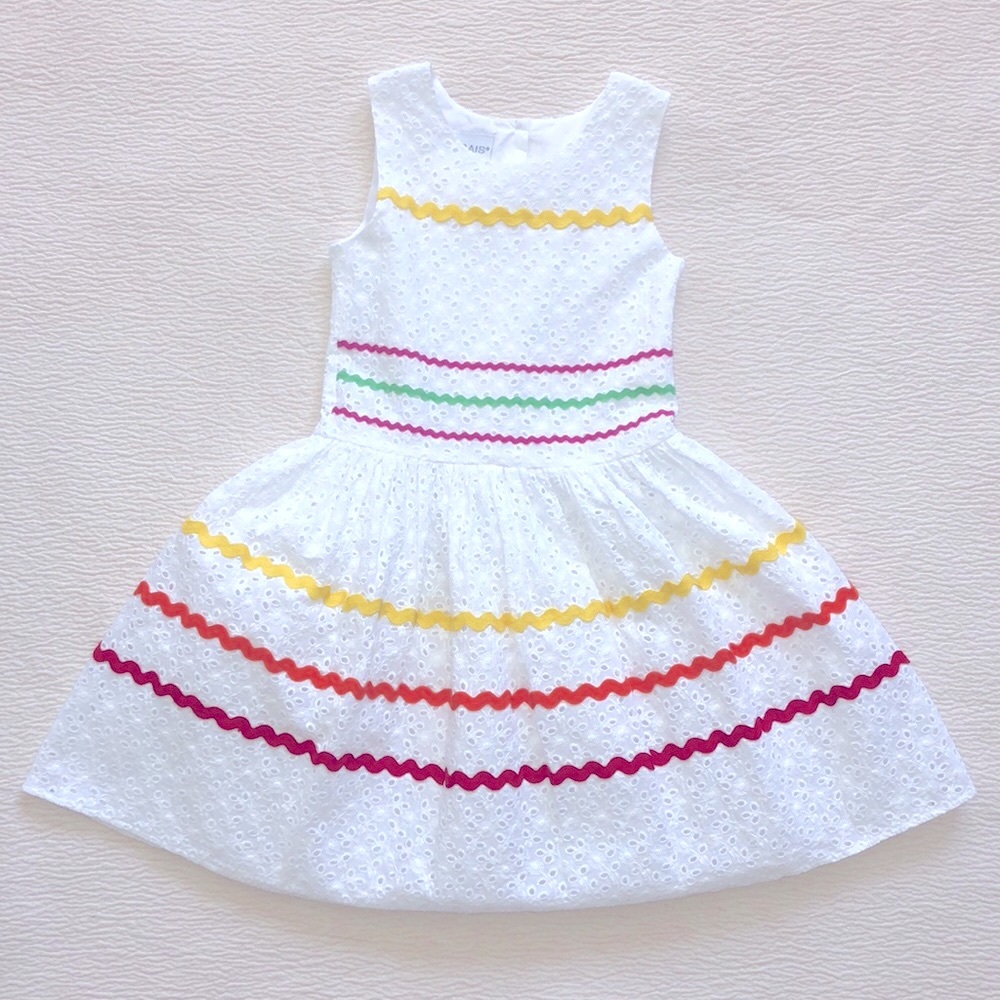 FRAIS Girl Eyelet 100% Cotton Dress 8